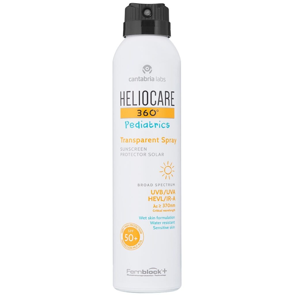 SPF veidui: kodėl jis būtinas kasdien ir kaip jį naudoti teisingai 14 HELIOCARE 360 PEDIATRICS TRANSPARENT PURŠKIAMA APSAUGINĖ PRIEMONĖ VAIKAMS SPF50+, 200 ML