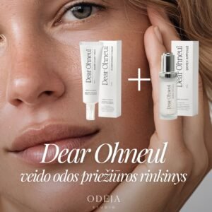DEAR OHNEUL veido priežiūros rinkinys – ampulė ir kremas sausai bei jautriai odai