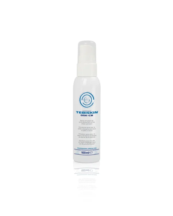 TEBISKIN OSK-CB purškiama emulsija, 100 ml TEBISKIN OSK-CB emulsija į aknę linkusiai krūtinės ir nugaros odai 100 ml
